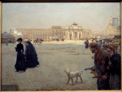 Le rovine di Place du Carrousel delle Tuileries nel 1882. Vista di Parigi da Giuseppe or Joseph de Nittis