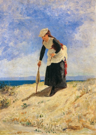 Donna nella sabbia, circa 1875, di Giuseppe de Nittis da Giuseppe or Joseph de Nittis