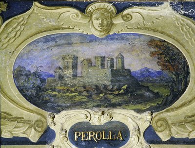 Perolla, da una serie di cartigli raffiguranti immagini delle residenze di proprietà del Conte Pannochieschi d