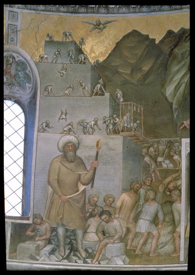 Costruzione della Torre di Babele, 1360-70 da Giusto di Giovanni de Menabuoi