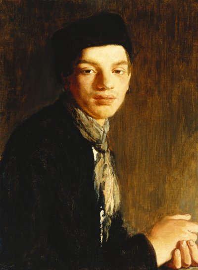 Un Giovane, Mezzo Busto, con Cappello Nero e Sciarpa, c. 1911 da Glyn Warren Philpot