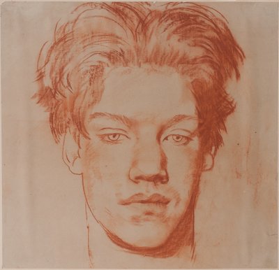 Testa di un giovane uomo (gesso rosso) da Glyn Warren Philpot
