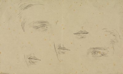 Studi di occhi e bocche, pagina da un taccuino da Glyn Warren Philpot