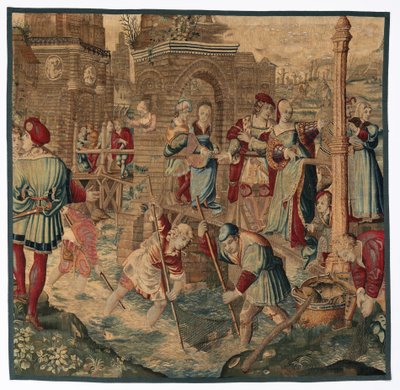Primavera: scena di pesca dal set delle quattro stagioni, fine 1600 - inizio 1700 da Gobelins