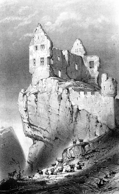 Il castello di Crussol, Saint-Peray, Francia, XIX secolo da Godard Q. des Augustins