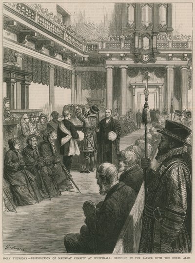 Distribuzione della carità domenicale a Whitehall (incisione) da Godefroy Durand
