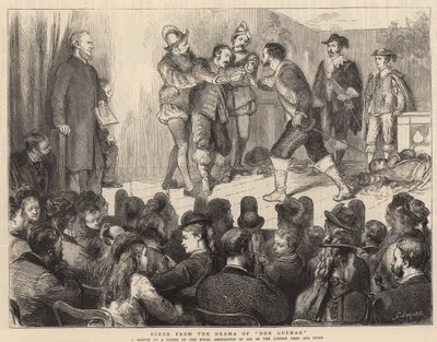Scena del dramma di Don Guzman (incisione) da Godefroy Durand