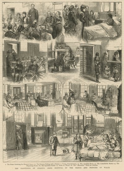 La riapertura del Charing Cross Hospital da parte del Principe e della Principessa di Galles (incisione) da Godefroy Durand