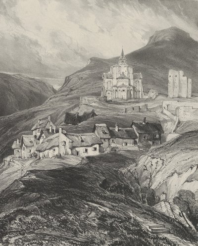 Abside esterno della chiesa di Saint-Nectaire, 1831 da Godefroy Engelmann