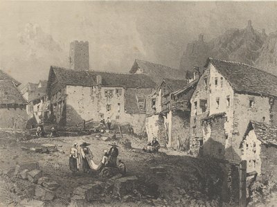Veduta di un villaggio di montagna, ca. 1829-33 da Godefroy Engelmann
