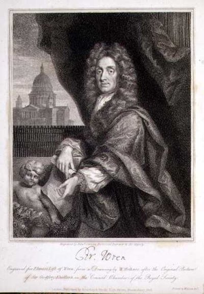 Ritratto di Christopher Wren inciso per 