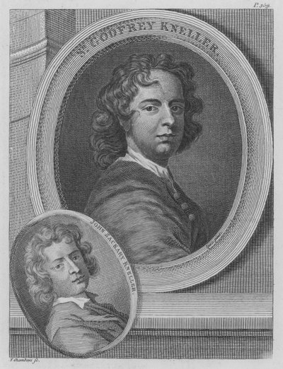 Sir Godfrey Kneller e John Zacharias Kneller, artisti tedeschi attivi in Inghilterra (incisione) da Godfrey (after) Kneller