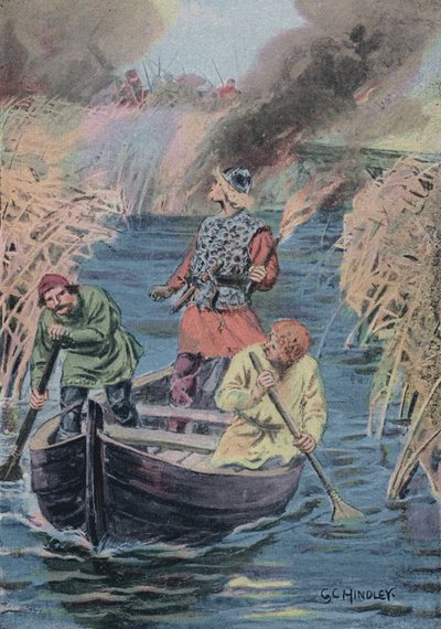 Hereward il Vigile che dà fuoco alle canne da Godfrey C. Hindley