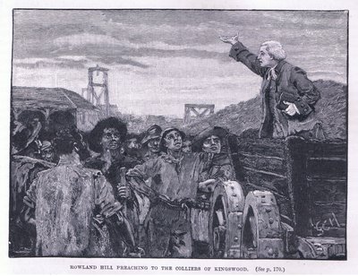 Rowland Hill che predica ai minatori di Kingswood da Godfrey C. Hindley
