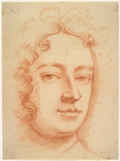 Volto di un uomo, tre quarti, che guarda direttamente lo spettatore, possibilmente un autoritratto da Godfrey Kneller