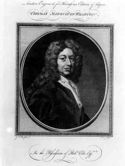 Ritratto di Thomas Wharton, primo Marchese di Wharton (1648-1715), inciso da John Goldar (1729-95) da Godfrey after Kneller