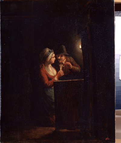 Un uomo e una donna alla luce di una candela da Godfried Schalcken