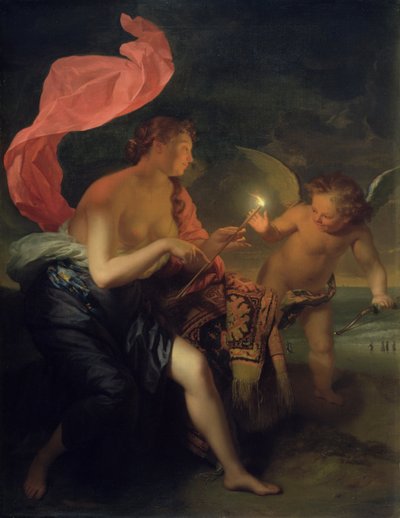 Venere che dà una freccia ardente a Cupido da Godfried Schalcken