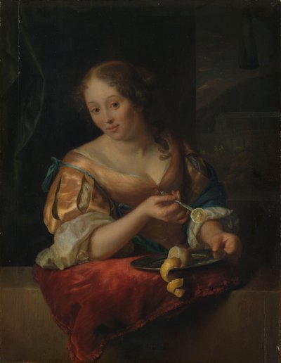 Giovane donna con limone da Godfried Schalcken
