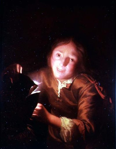 Un Ragazzo che Tiene una Candela Dietro una Maschera di Halloween da Godfried Schalcken