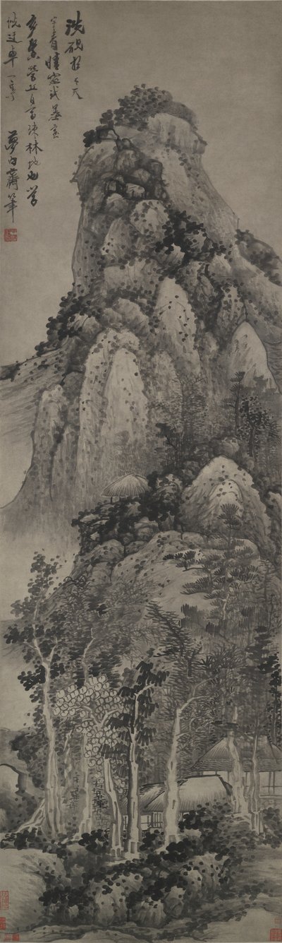 Un padiglione elevato, rotolo appeso, c.1683 da Gong Xian