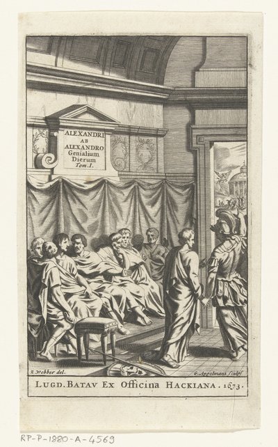 Pagina del titolo per Alexander ab Alexandro, Genialium dierum, parte 1, 1673 da Gonsales Appelmans (attributed to)