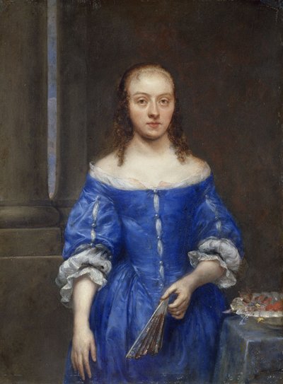 Ritratto di donna in abito blu da Gonzales Coques