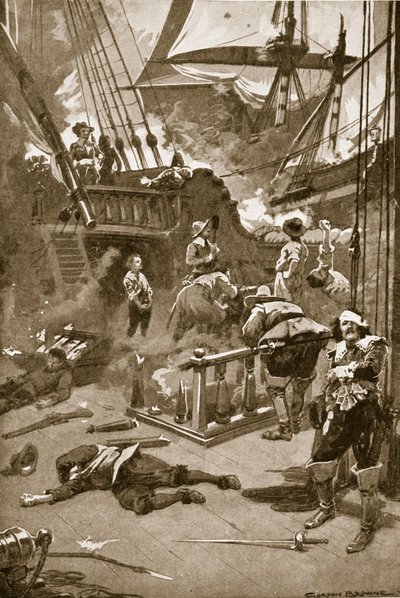 La battaglia di Camperdown, 29-31 luglio da Gordon Frederick (after) Browne