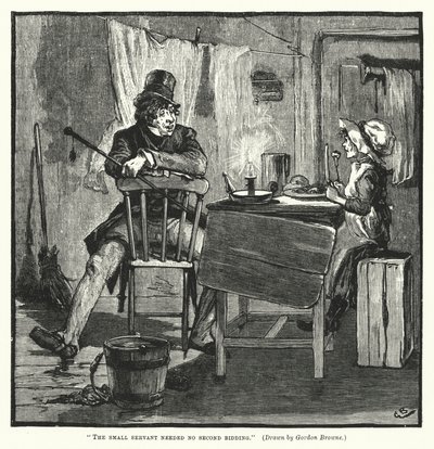 Il piccolo servitore non aveva bisogno di un secondo invito (incisione) da Gordon Frederick (after) Browne