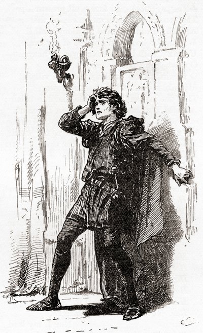 Una scena dal dramma di William Shakespeare Amleto, Atto I, Scena 5 da Gordon Frederick Browne