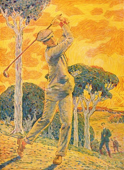 Golf, illustrazione di copertina per Vie au Grand Air, 15 settembre 1919 da Gordon Frederick Browne