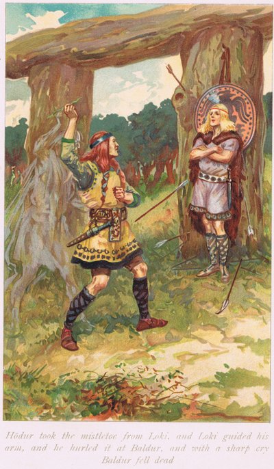 Hadur prese il vischio da Loui, illustrazione da 