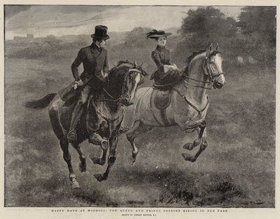 Giorni felici a Windsor, la Regina e il Principe Consorte che cavalcano nel parco da Gordon Frederick Browne