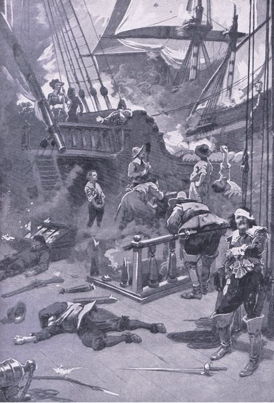 La battaglia di Camperdown 29-31 luglio 1653, illustrazione da British Battles on Land and Sea, 1915 da Gordon Frederick Browne