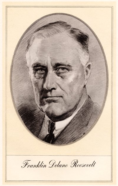 Franklin Delano Roosevelt, 32° Presidente degli Stati Uniti, metà XX secolo da Gordon Ross