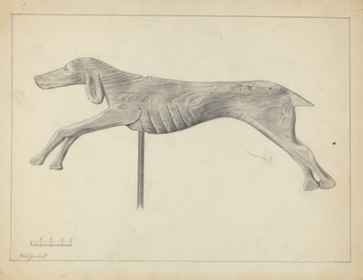 Segnavento a forma di cane in corsa da Gordon Sanborn