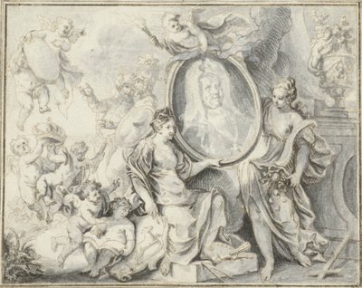 Ritratto di uomo in medaglione circondato da figure allegoriche da Gottfried Eichler (II)