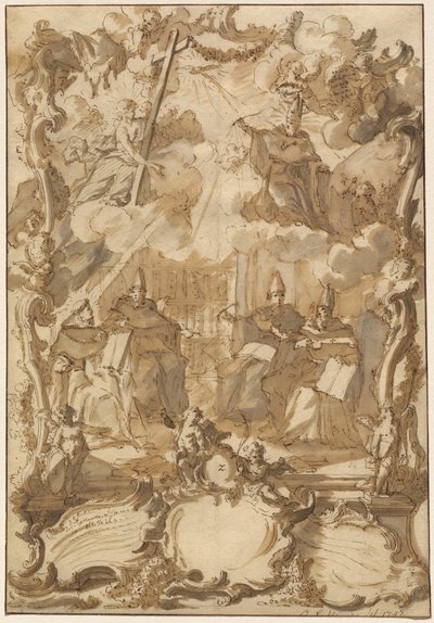 Un disegno di tesi con i Dottori della Chiesa da Gottfried Eichler the Younger