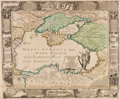 Mappa del Mar Nero e della Crimea, c. 1740 da Gottfried Jacob Haupt