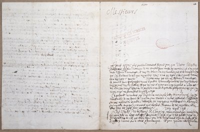 Prima pagina di una lettera scritta da Leibniz sulla sua ammissione all