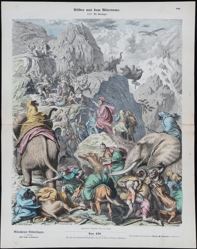 Annibale attraversa le Alpi da Münchener Bilderbogen da Gottlob Heinrich Leutemann