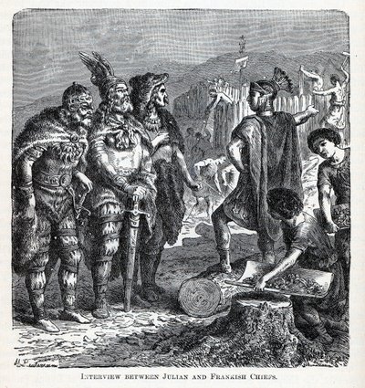 Intervista tra Giuliano e i capi franchi, 1882 da Gottlob Heinrich Leutemann