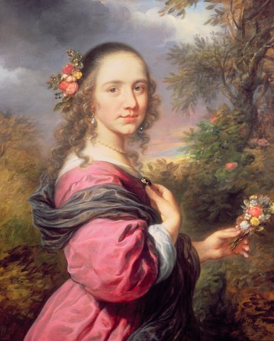 Ritratto di una signora con un vestito viola da Govaert Flinck