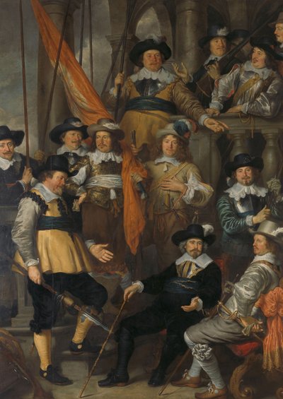 Guardia civica di Amsterdam del distretto XVIII sotto il capitano Albert Bas e il tenente Lucas Conijn, 1645 da Govaert Flinck