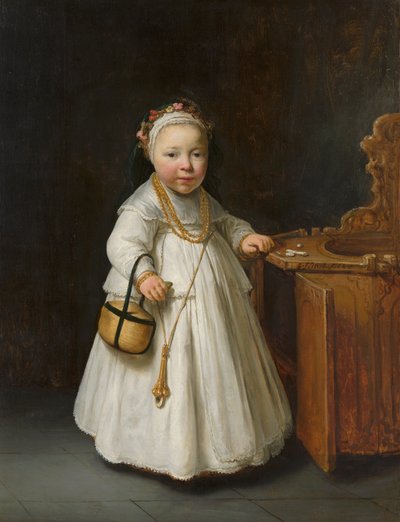 Ragazza vicino a una Sedia Alta, 1640 da Govaert Flinck