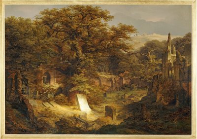 Paesaggio con lapide e rovine ... da Govaert Flinck