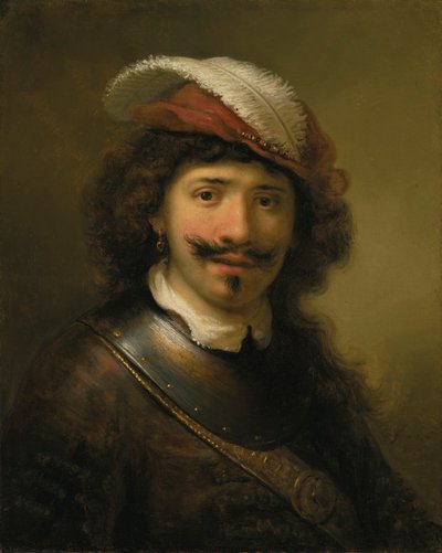 Ritratto di un uomo con gorgera e cappello piumato da Govaert Flinck