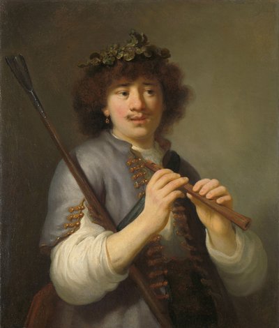 Rembrandt come pastore con bastone e flauto da Govaert Flinck