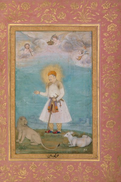 Akbar con leone e vitello, c.1630 da Govardhan