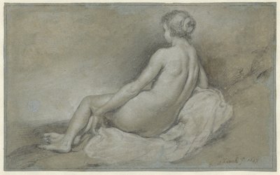 Nudo femminile seduto, visto di schiena da Govert Flinck